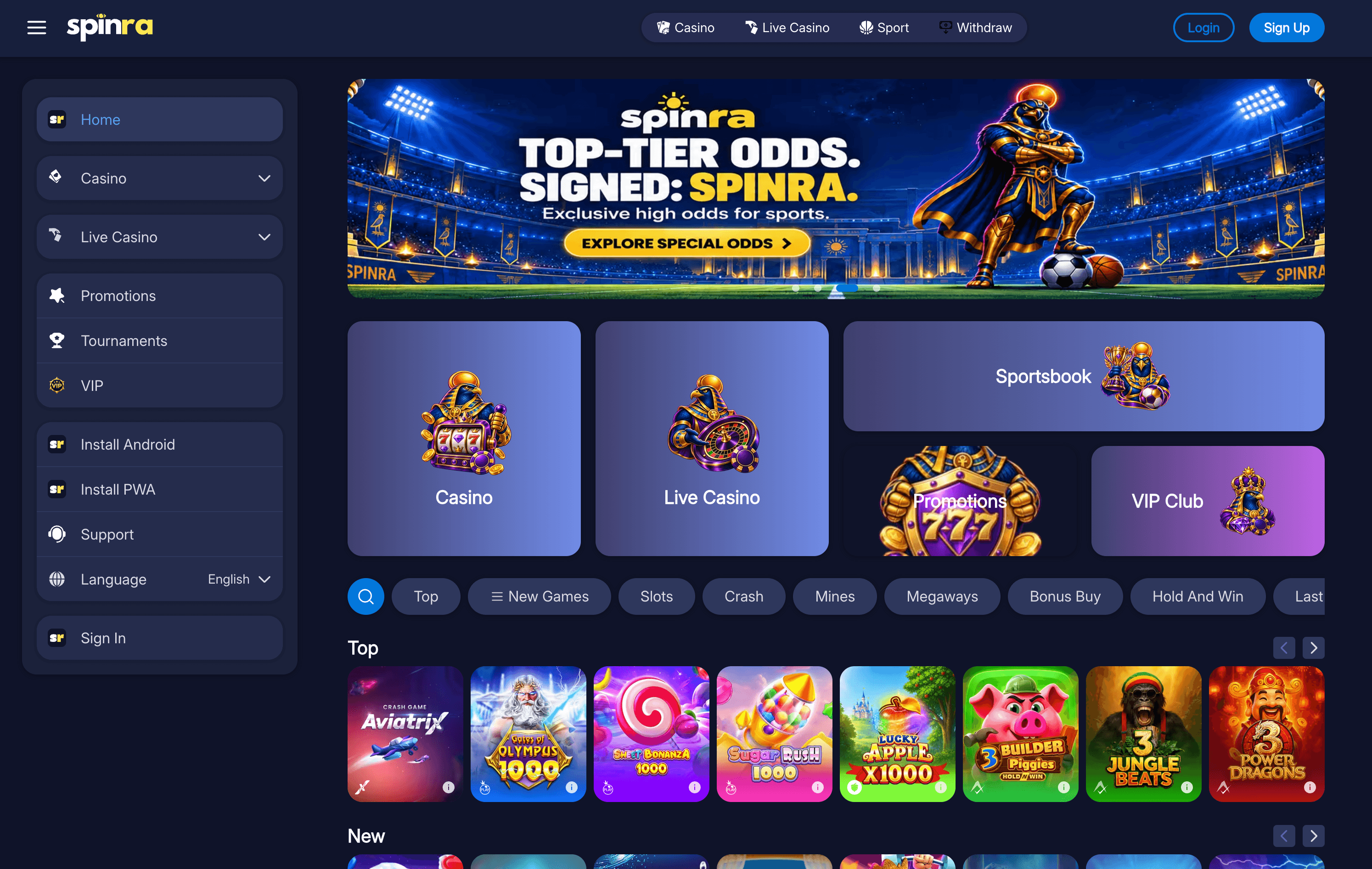 Spinra Casino Lobby