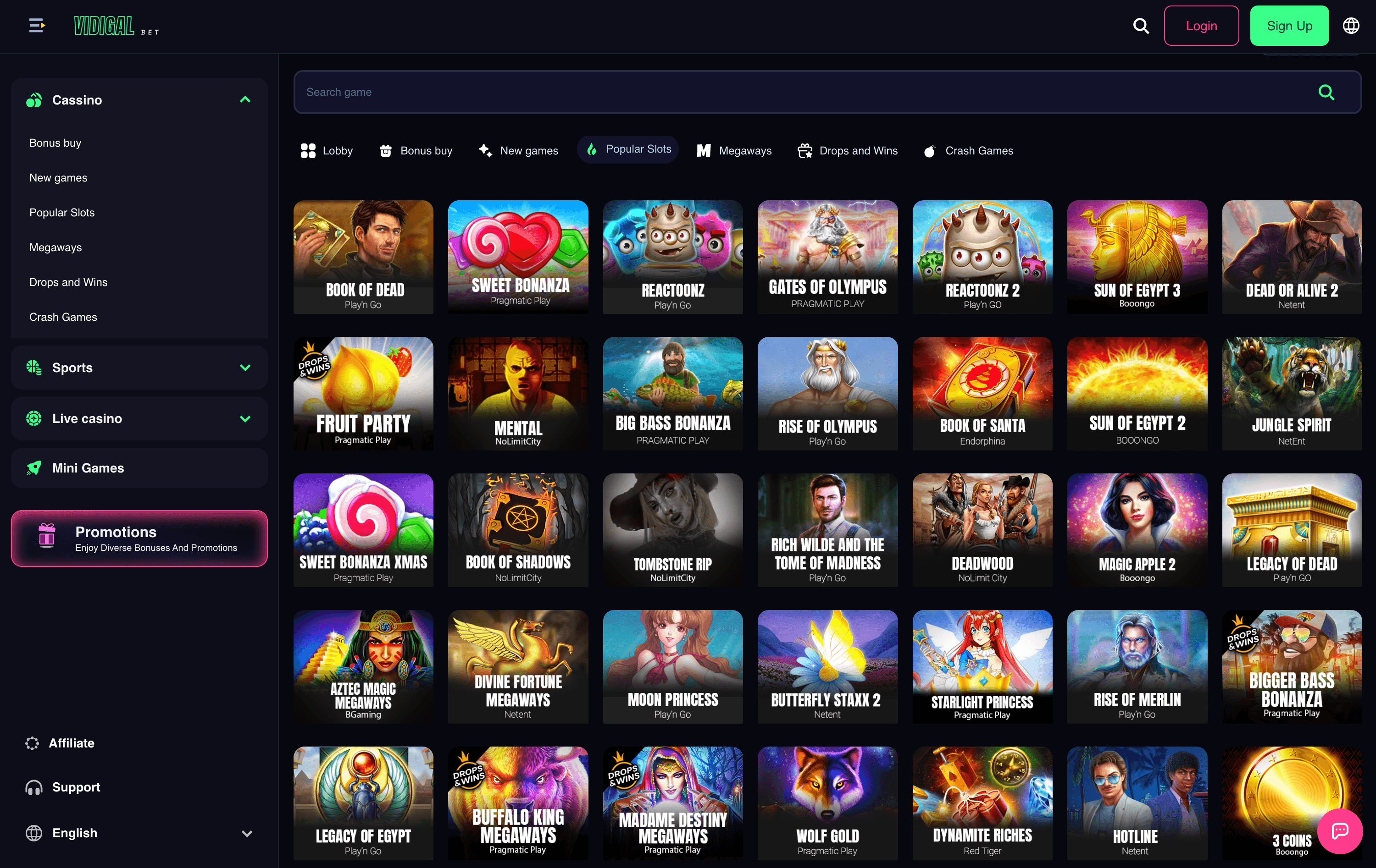 Vidigal Bet Casino Games