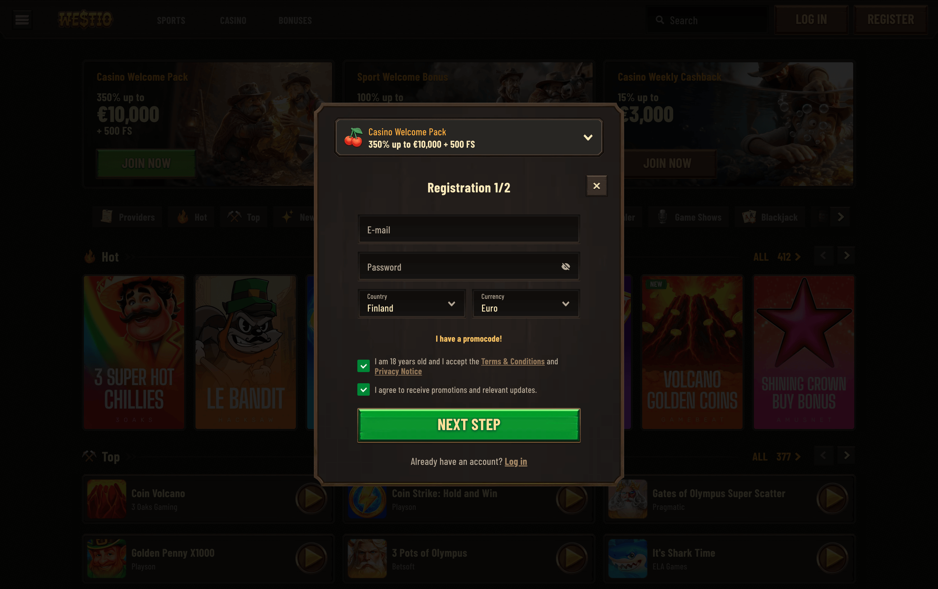 Westio Casino Sign Up