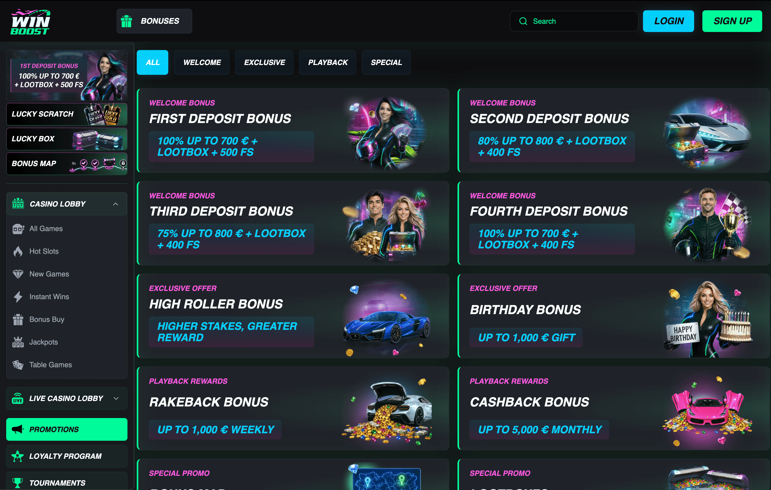 WinBoost Casino Bonuses
