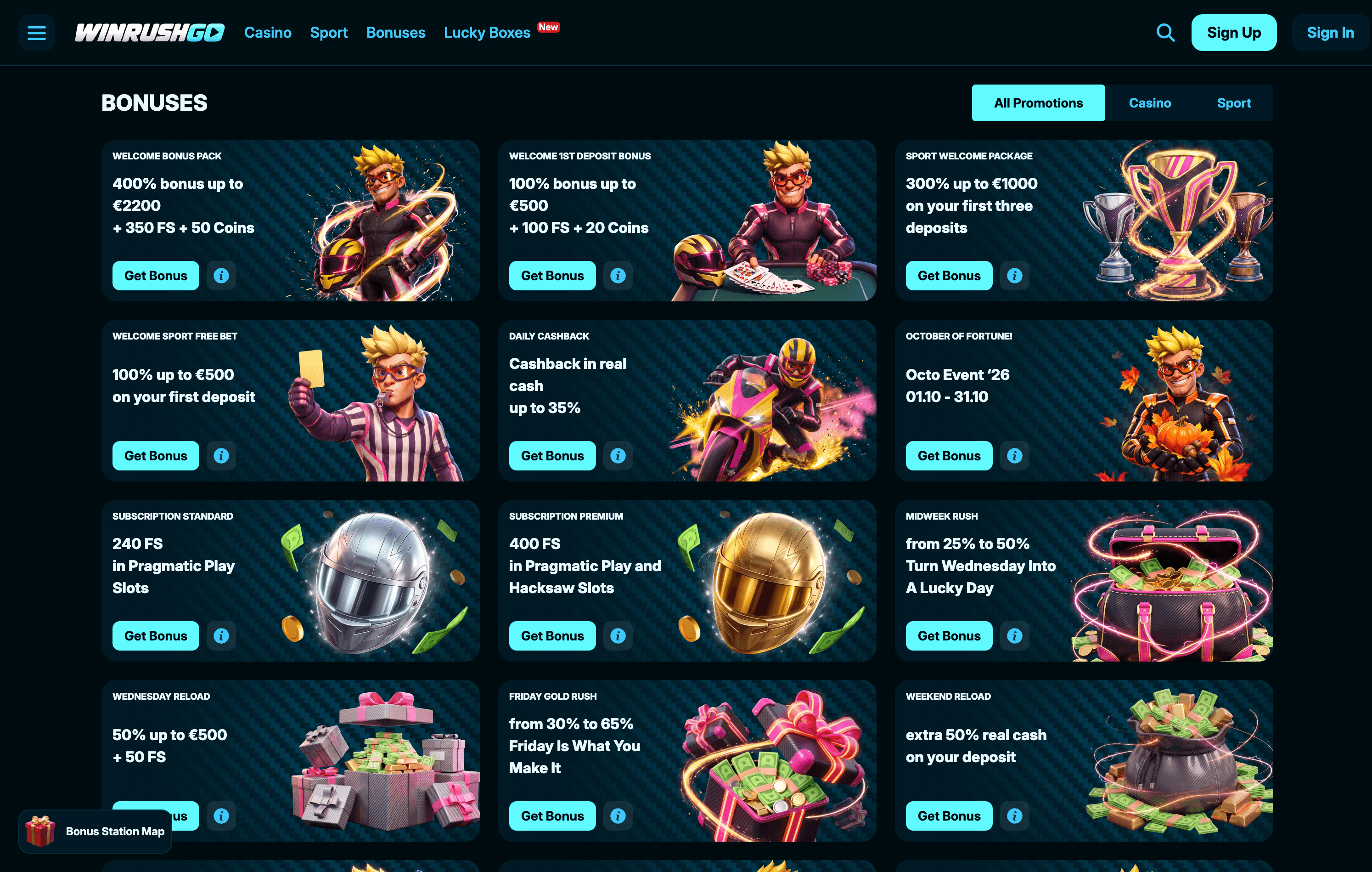 WinRushGo Casino Bonuses