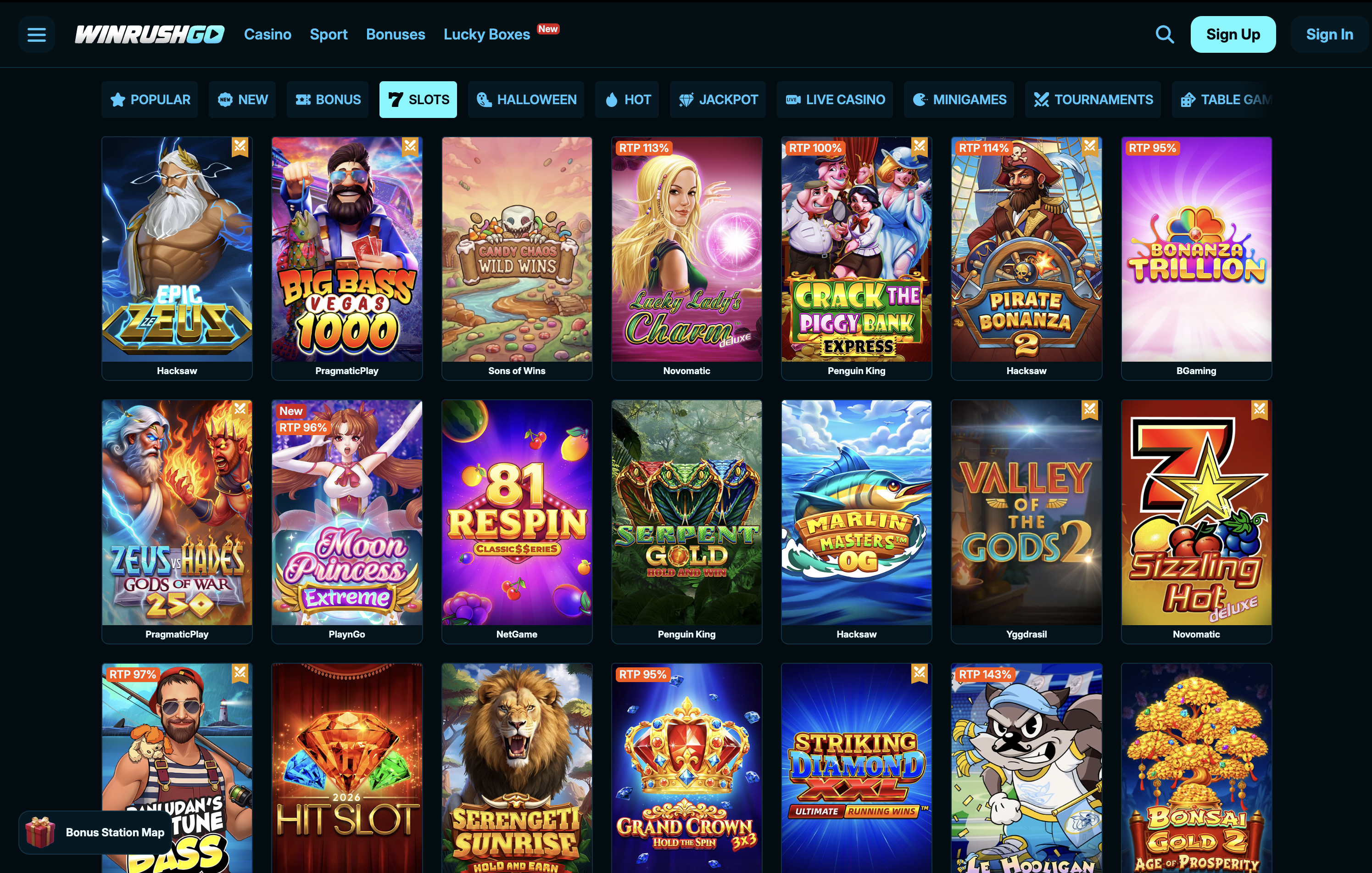 WinRushGo Casino Games