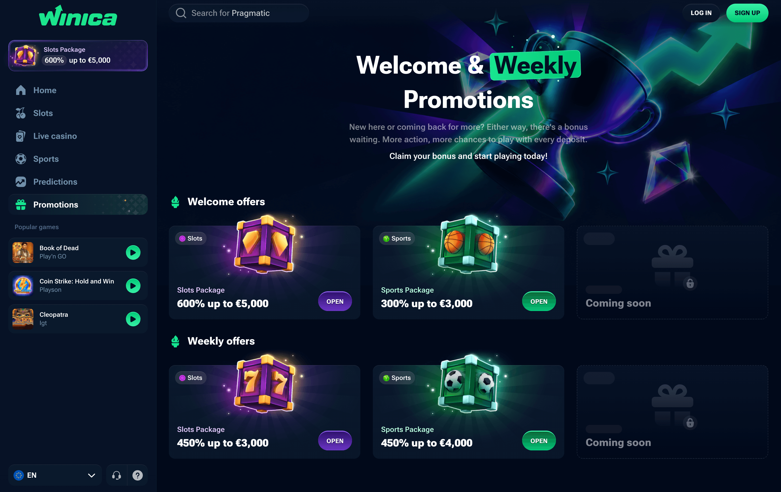 Winica Casino Bonuses