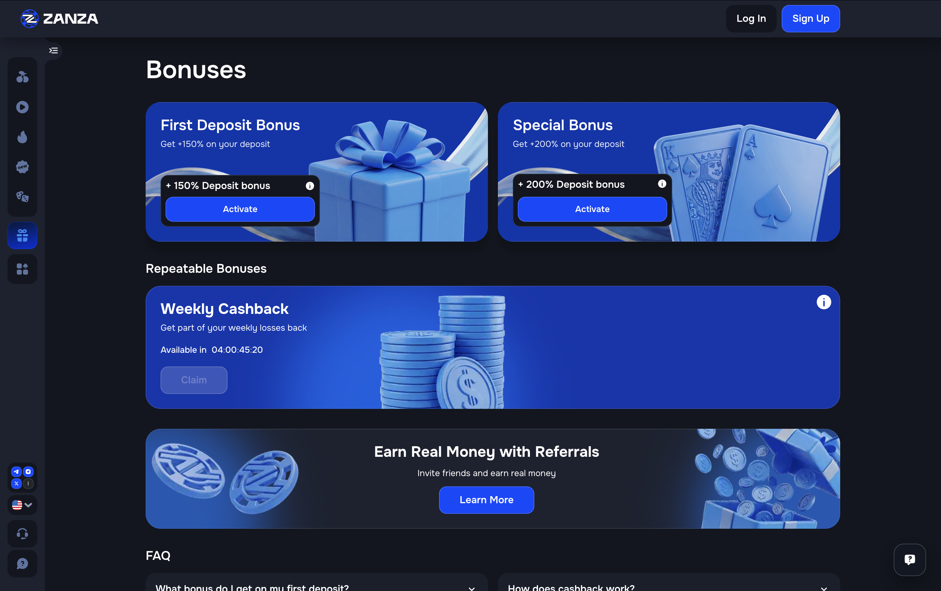 Zanza Casino Bonuses